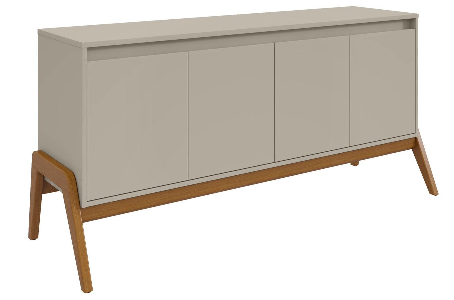 Manhattan Comfort Mid-Century Modern Gales 63.32 Sideboard with Solid Wood Legs in Greige Manhattan Comfort Mid-Century Modern Gales 63.32 Sideboard with Solid Wood Legs in Greige