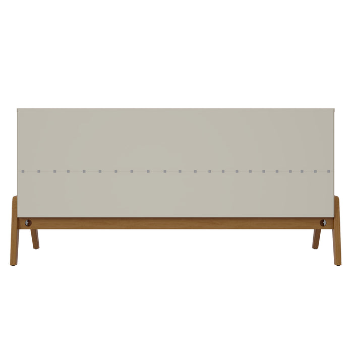 Manhattan Comfort Mid-Century Modern Gales 63.32” Sideboard with Solid Wood Legs - Greige