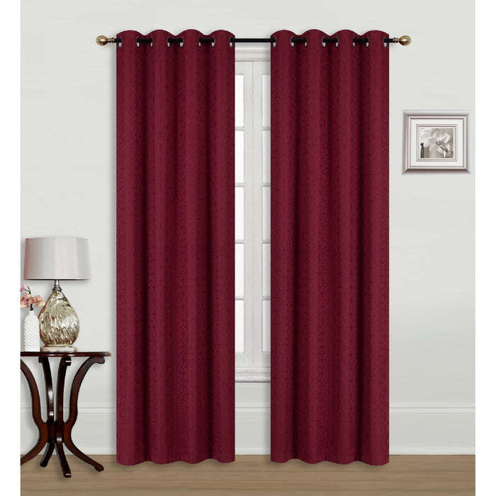 Jacquard Blackout Panel Geo Burgundy Drapes and Blinds
