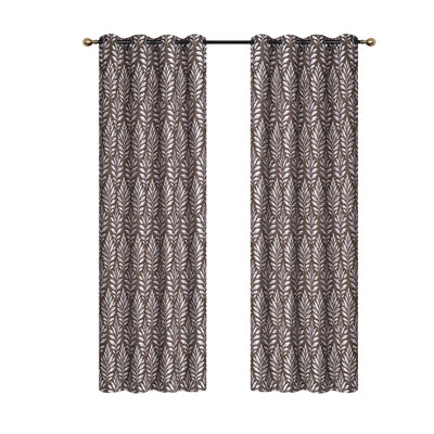 Embroidered Panel Fern Chocolate 84" - Set of 2 Drapes and Blinds|Panneau brodé chocolat de 84 po à motif de fougère - ensemble de 2 rideaux et stores