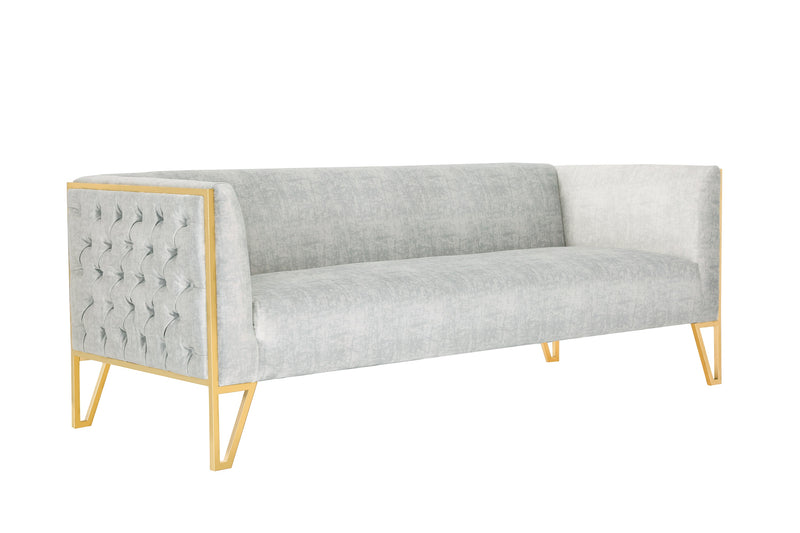 Manhattan Comfort Vector 81.5\" Velvet Sofa - Grey & Gold