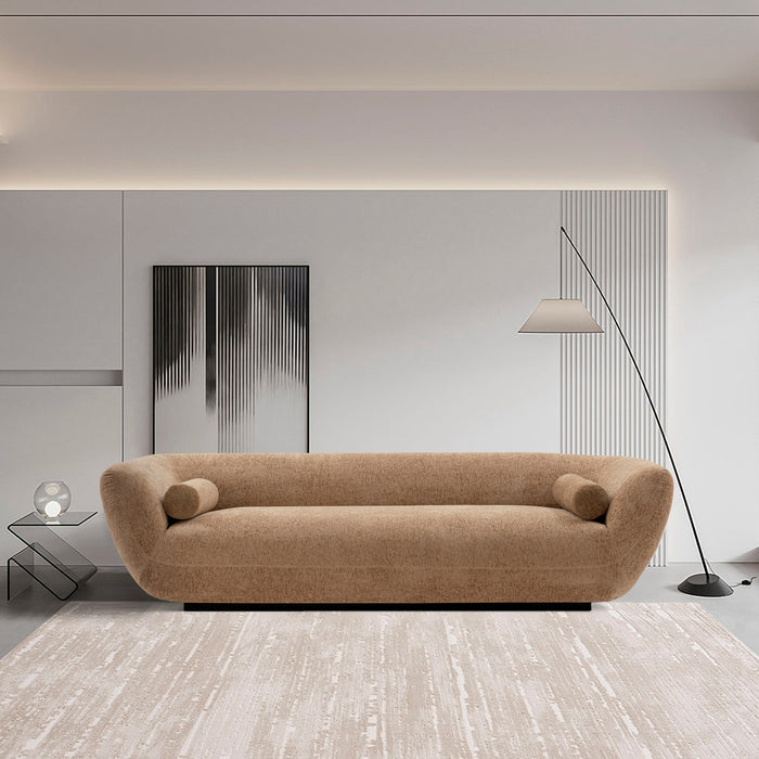 Manhattan Comfort Contemporary Ulka Chenille Sofa with Pillows - Light Brown