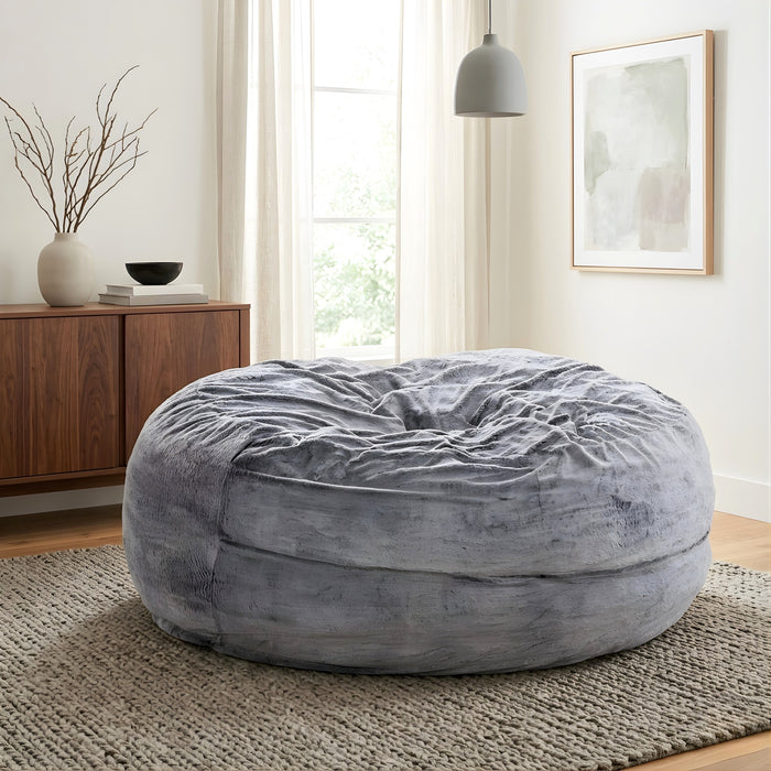 Sealy Bala Faux Fur High Density Foam Bean Bag Chair - Grey