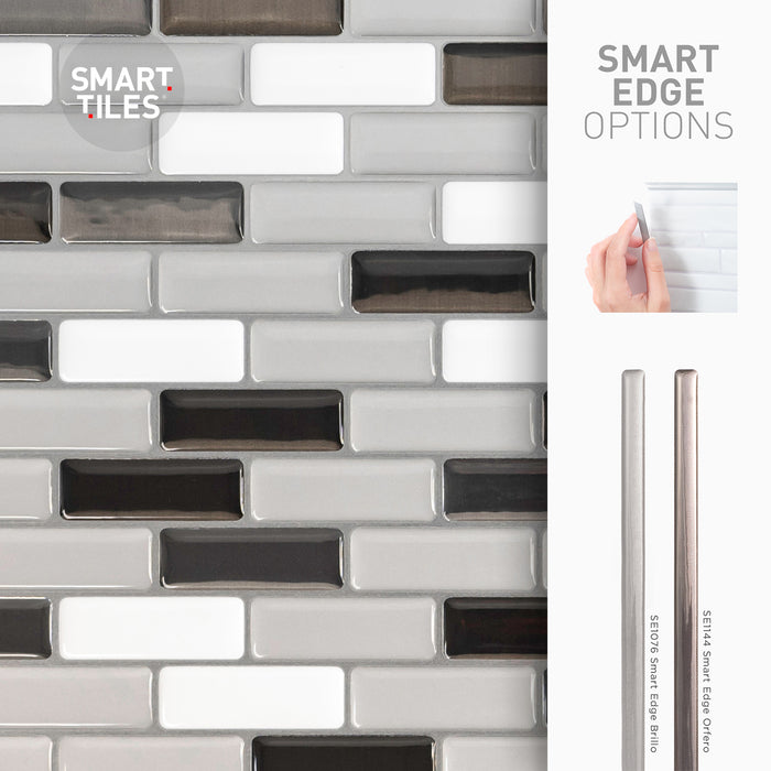Smart Tiles Peel and Stick 4-Sheet 10 x 9 Backsplash - Murano Metallik