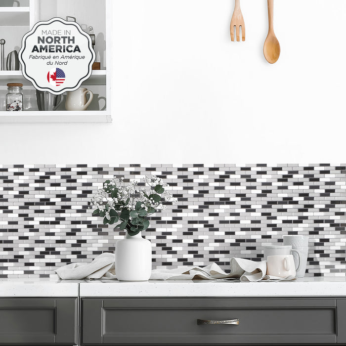 Smart Tiles Peel and Stick 4-Sheet 10 x 9 Backsplash - Murano Metallik