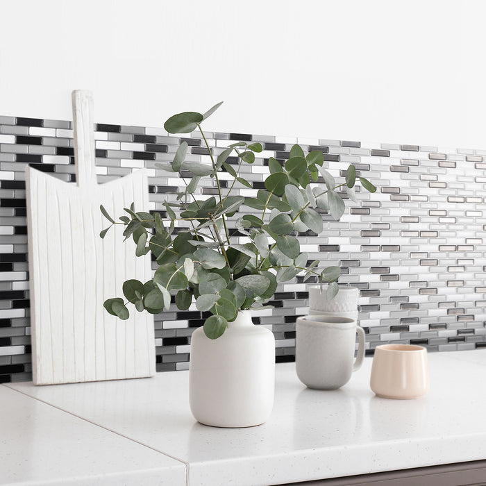 Smart Tiles Peel and Stick 4-Sheet 10 x 9 Backsplash - Murano Metallik