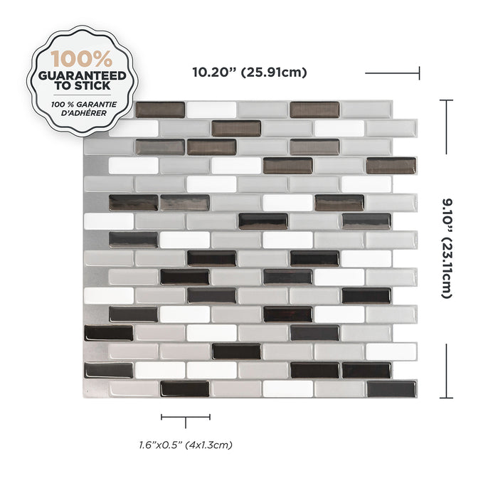 Smart Tiles Peel and Stick 4-Sheet 10 x 9 Backsplash - Murano Metallik