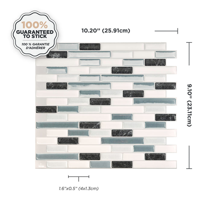 Smart Tiles Peel and Stick 4-Sheet 10 x 9 Backsplash - Muretto Brina