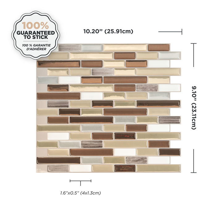 Smart Tiles Peel and Stick 4-Sheet 10 x 9 Backsplash - Muretto Durango