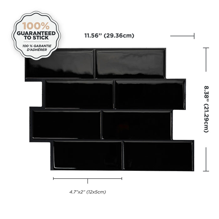 Smart Tiles Peel and Stick 4-Sheet 12 x 9 Backsplash - Metro Nero