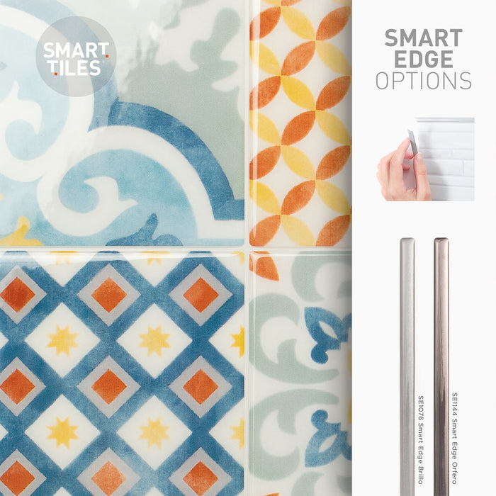 Smart Tiles Peel and Stick 4-Sheet 9 x 9 Backsplash - Vintage Almada