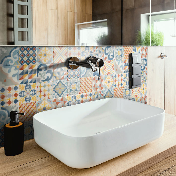 Smart Tiles Peel and Stick 4-Sheet 9 x 9 Backsplash - Vintage Almada