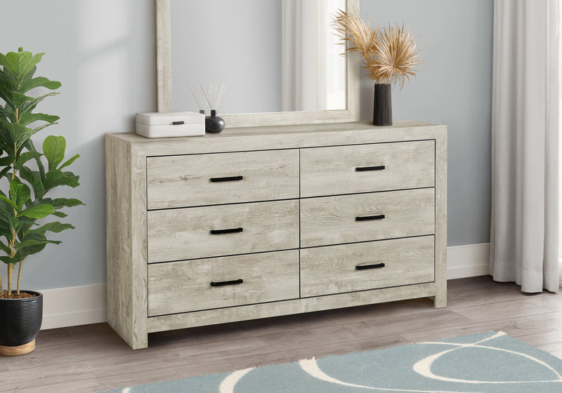Soren Bedroom 6-Drawer Dresser, 59\"W x 33\"H - Bleached Oak