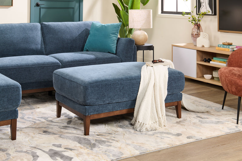 Horizon 44.09\" Fabric Ottoman - Navy