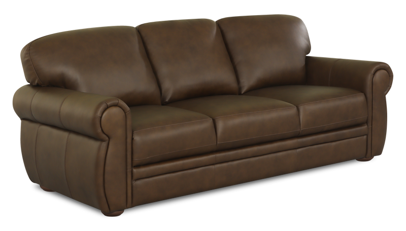Chateau d’Ax Porto 90\" Traditional Genuine Leather Sofa  - Chocolate 