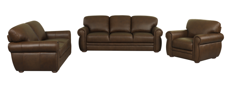 Chateau d’Ax Porto 90\" Traditional Genuine Leather Sofa  - Chocolate 