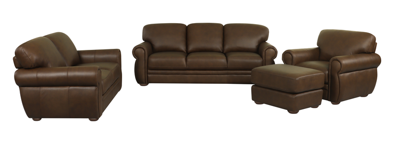 Chateau d’Ax Porto 34\" Traditional Genuine Leather Ottoman – Chocolate 
