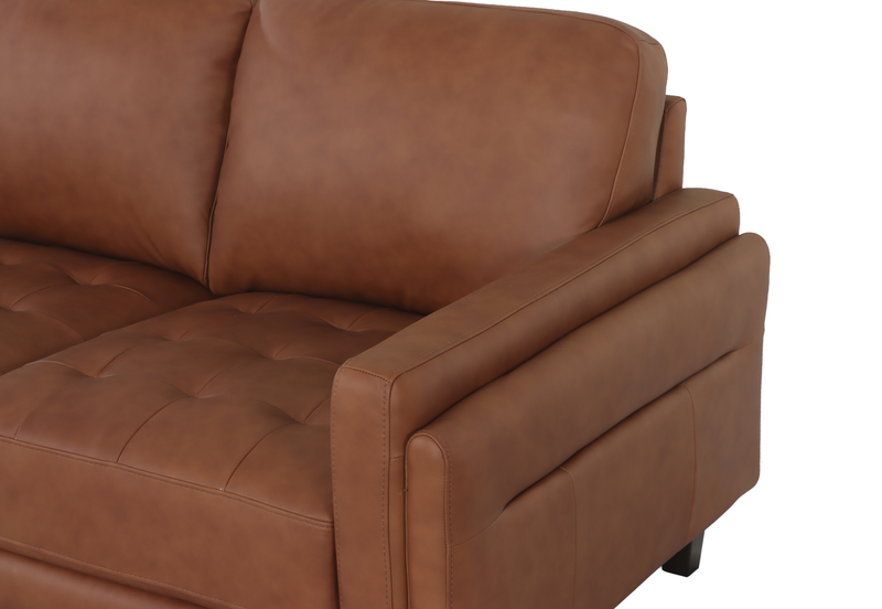 Chateau d’Ax Venice 91\" Traditional Genuine Leather Sofa – Light Brown