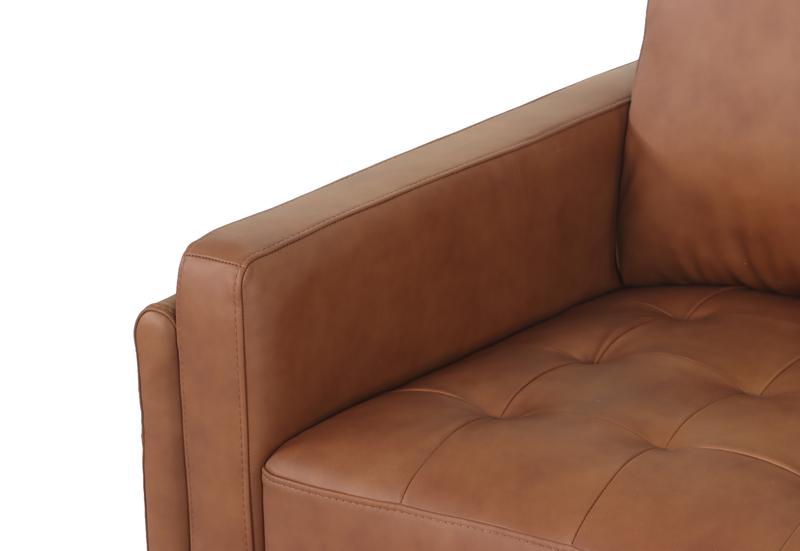 Chateau d’Ax Venice 91\" Traditional Genuine Leather Sofa – Light Brown