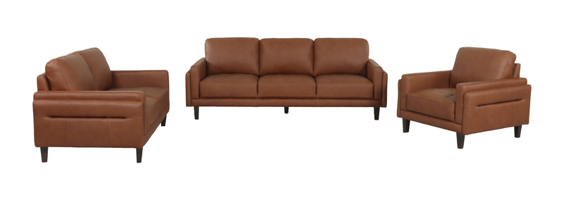 Chateau d’Ax Venice 91\" Traditional Genuine Leather Sofa – Light Brown