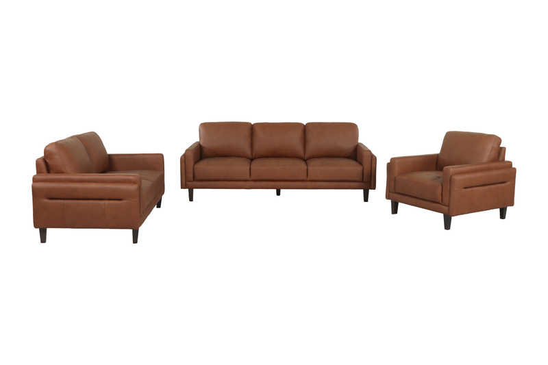 Chateau d’Ax Venice 39\" Traditional Genuine Leather Accent Chair – Light Brown 
