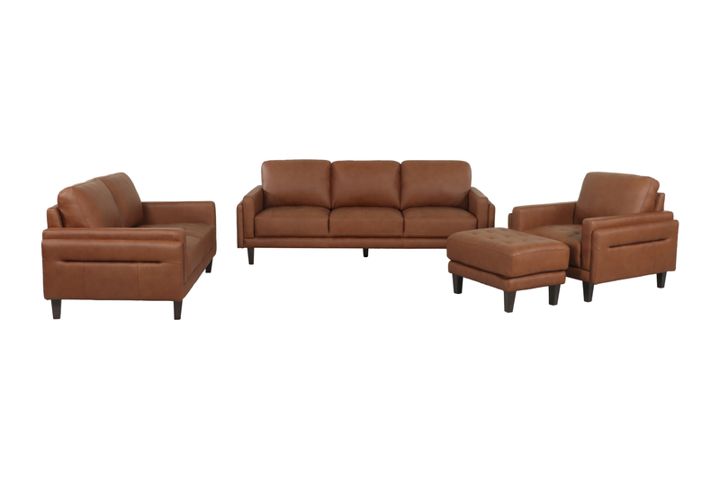 Chateau d’Ax Venice 39\" Traditional Genuine Leather Accent Chair – Light Brown 