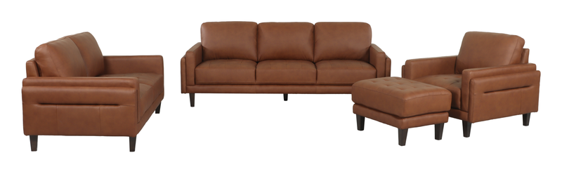 Chateau d’Ax Venice 91\" Traditional Genuine Leather Sofa – Light Brown