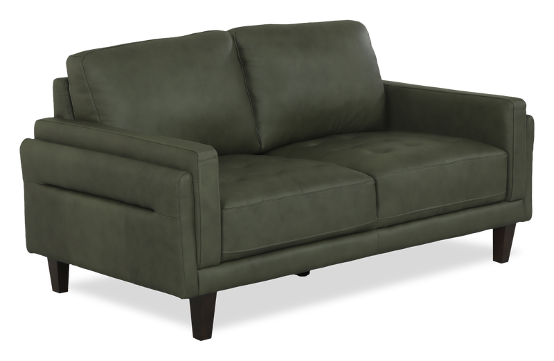 Chateau d’Ax Venice 65\" Traditional Genuine Leather Loveseat – Green  