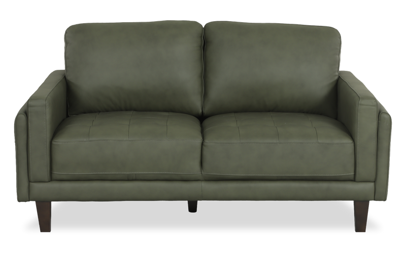 Chateau d’Ax Venice 65\" Traditional Genuine Leather Loveseat – Green  
