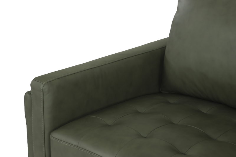 Chateau d’Ax Venice 91\" Traditional Genuine Leather Sofa – Green