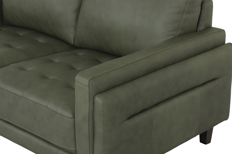 Chateau d’Ax Venice 91\" Traditional Genuine Leather Sofa – Green