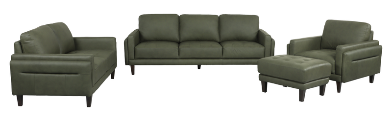 Chateau d’Ax Venice 39\" Traditional Genuine Leather Accent Chair – Green 