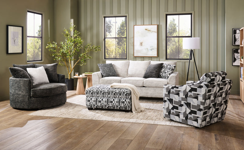 Made in Canada Sofa Lab Customizable Swivel 32\" Fabric Accent Chair – Onyx Accent Fabric 