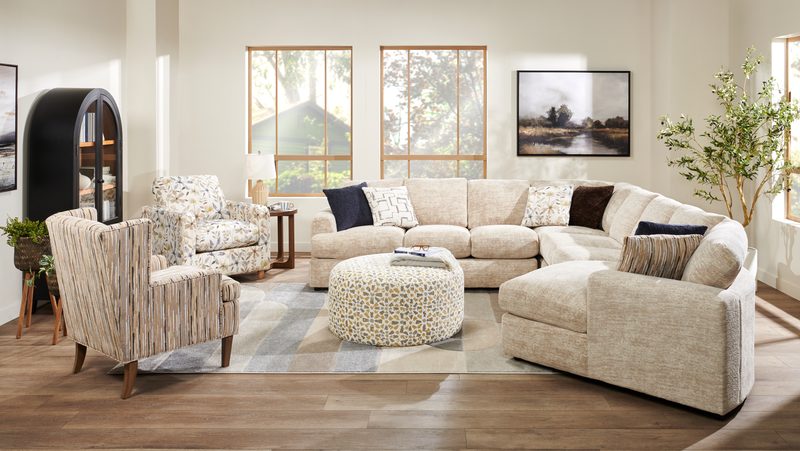 Made in Canada Sofa Lab Customizable Wingback 30\" Fabric Accent Chair – Mineral Accent Fabric 