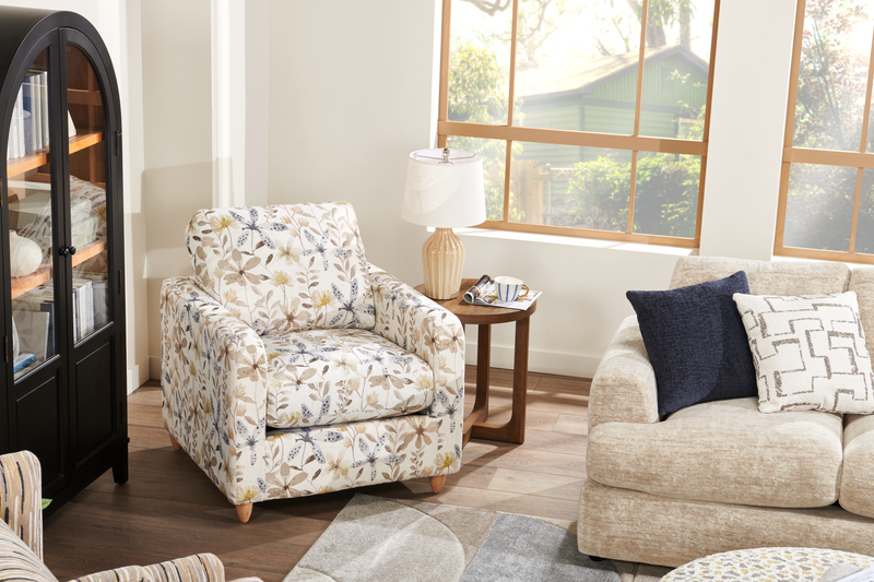 Made in Canada Sofa Lab Customizable Club 36\" Fabric Accent Chair with Wood Legs – Dust Accent Fabric 