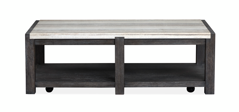 Alders 52\" Marble Top Coffee Table with Storage - Ravenwood Black