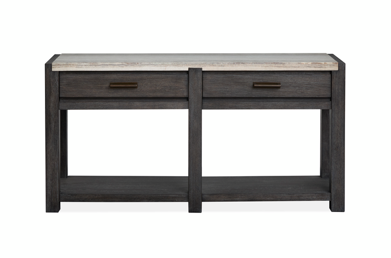 Alders 56\" Marble Top Sofa Table with Storage - Ravenwood Black