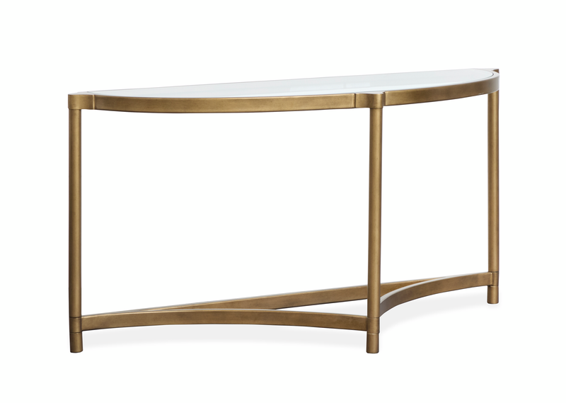 Arlington 53.63\" Glass Top Sofa Table with Metal Legs - Aged Brass