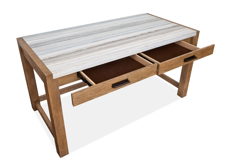 Grafton 60\" Desk with Marble Top and Storage - Sierra Brown