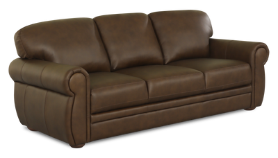 Chateau d’Ax Porto 86" Traditional Genuine Leather Sofa  - Chocolate | Sofa traditionnel Porto de Château d’Ax de 86 po en cuir véritable - chocolat