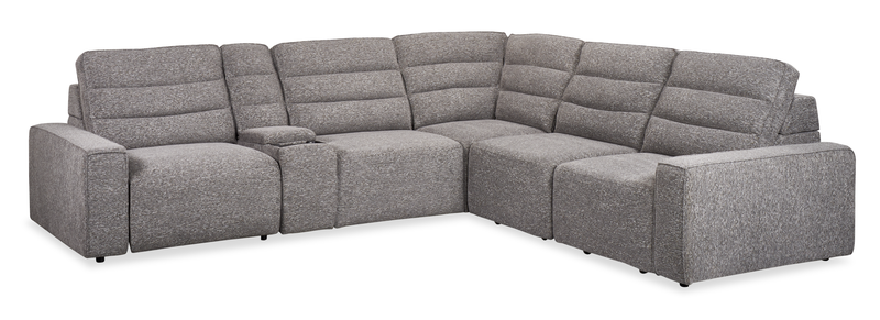 Shaquille O’Neal Home Prestige 6-Piece Sectional with Power Reclining and Power Sliding– Grey 