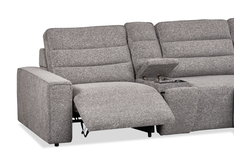 Shaquille O’Neal Home Prestige 6-Piece Sectional with Power Reclining and Power Sliding– Grey 