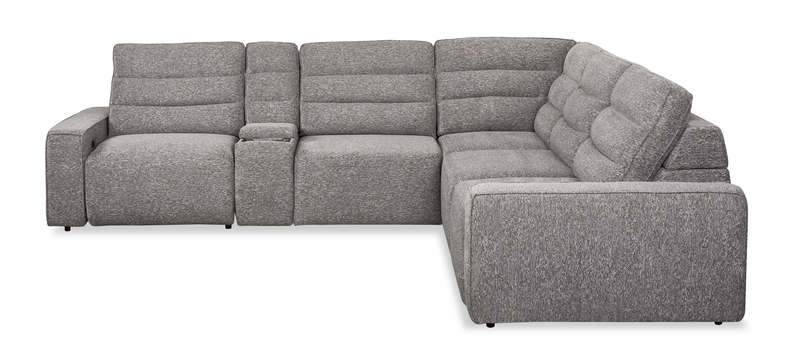 Shaquille O’Neal Home Prestige 6-Piece Sectional with Power Reclining and Power Sliding– Grey 