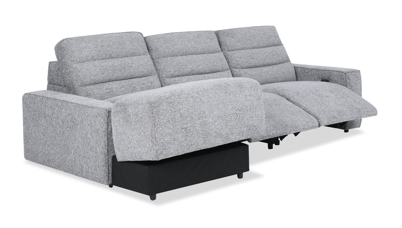 Shaquille O’Neal Home Prestige 3-Piece Left-Facing Sectional with Power Reclining – Grey 