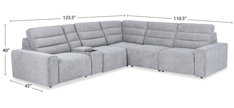 Shaquille O’Neal Home Prestige 6-Piece Sectional with Power Reclining – Grey