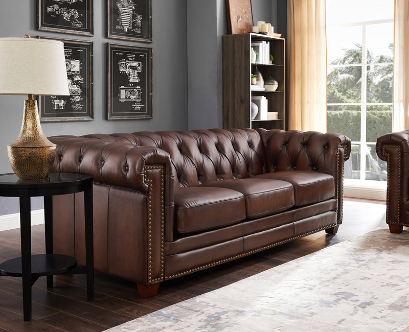 Hydeline Standwood Leather Loveseat - Brown