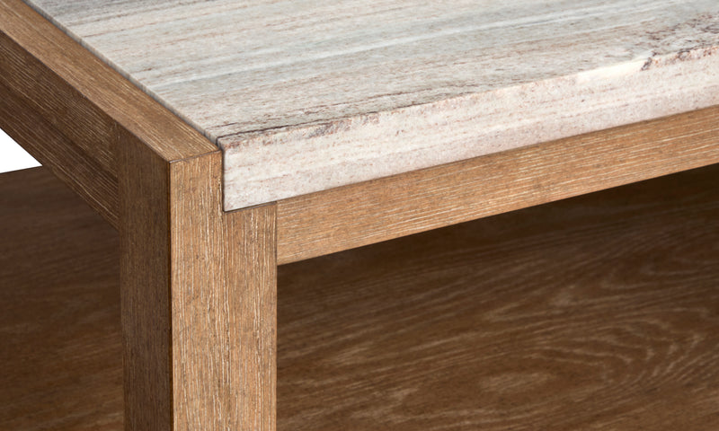 Timber 52\" Coffee Table with Marble Top and Storage - Sierra Brown