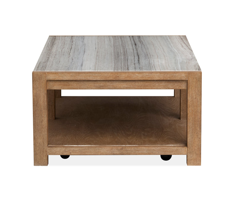 Timber 52\" Coffee Table with Marble Top and Storage - Sierra Brown
