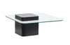 Trevor 35.43” Contemporary Coffee Table with Glass Top & Concrete Base – Obsidian