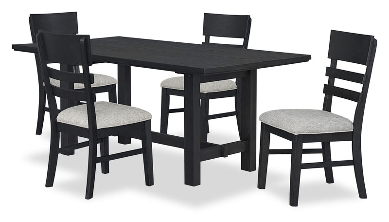 Trove 5pc Dining Set with Table and 4 Chairs, 72”W – Black 